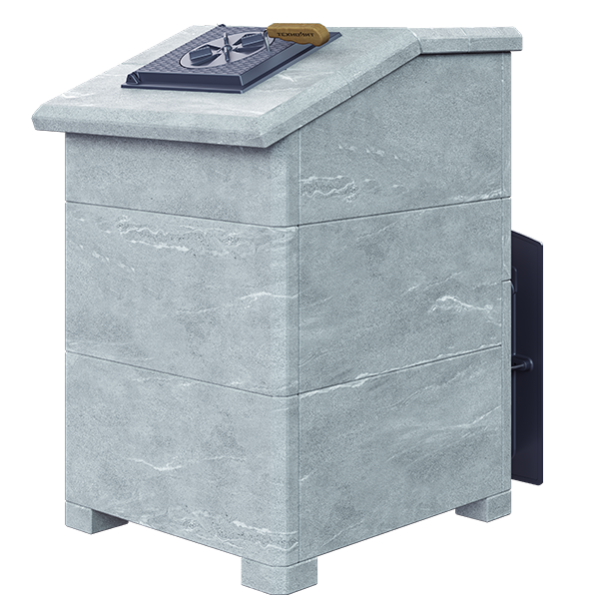 На фото изображено: Чугунная печь для бани Комплект Гроза 24 (М) Президент 930/40 Талькохлорит