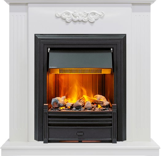 Каминокомплект Lumsden - Белый дуб с очагом Brookline Black