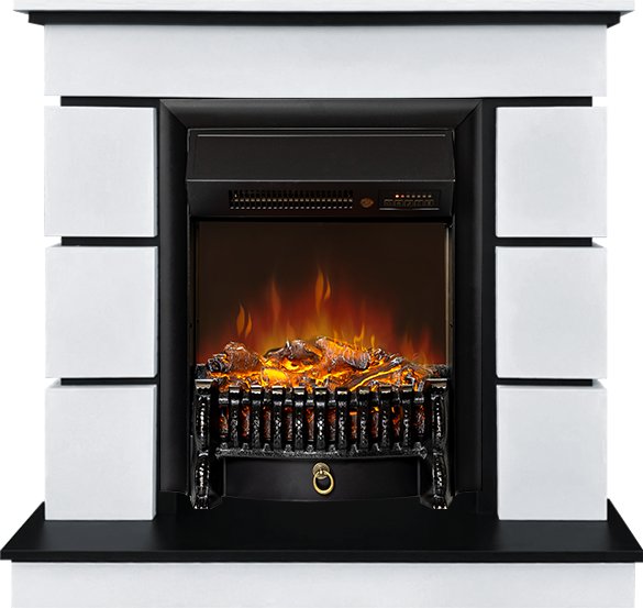 Каминокомплект Modern (Разборный) - Белый с черным (64961401) с очагом Fobos FX M Black RC