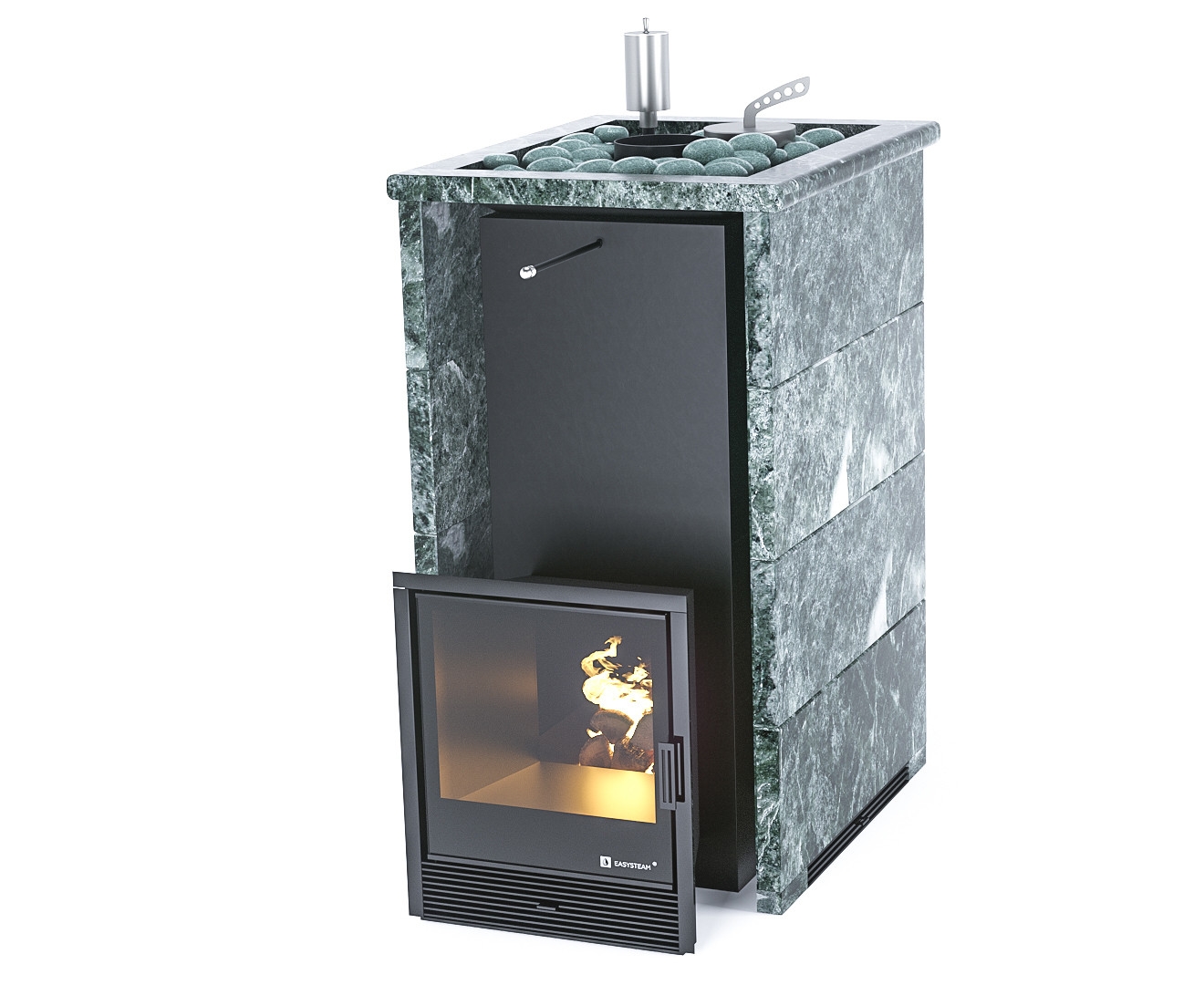 Печь Геленджик в трехстороннем кожухе с открытым верхом