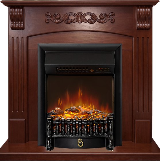 Каминокомплект Sorrento угловой - Орех с очагом Fobos FX M Black RC