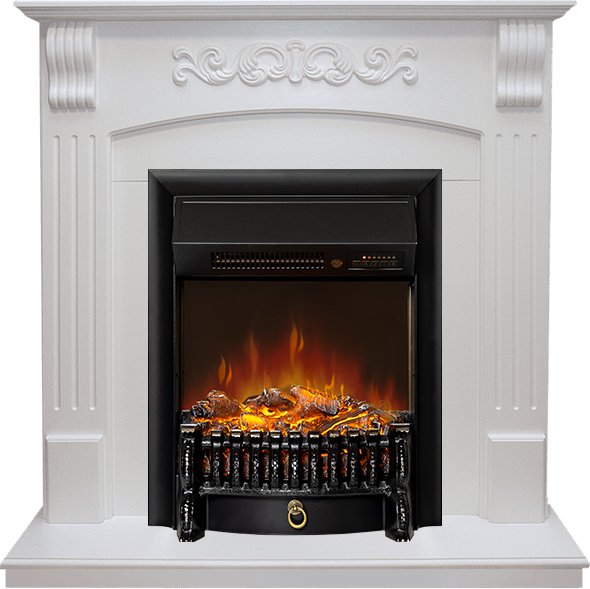 Каминокомплект Sorrento - Белый дуб с очагом Fobos FX M Black RC