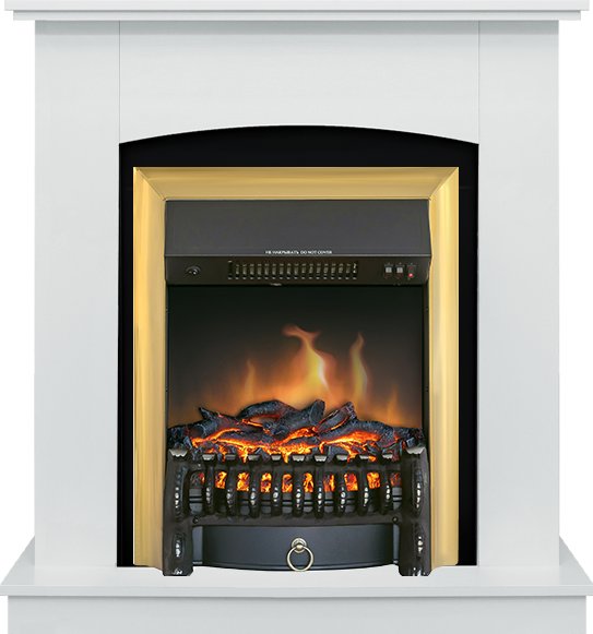 Каминокомплект Barcelona SFT (Разборный) - Белый с очагом Fobos FX Brass