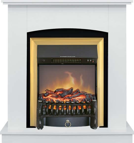 Каминокомплект Barcelona SFT (Разборный) - Белый с очагом Fobos FX M Brass