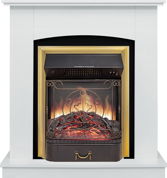 Каминокомплект Barcelona SFT (Разборный) - Белый с очагом Majestic FX M Brass