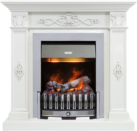 Каминокомплект Derby - Белый дуб с очагом Danville Chrome FB2