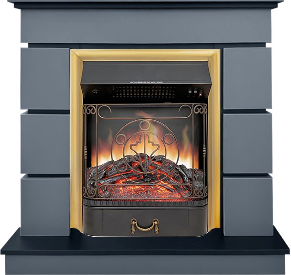 Каминокомплект Modern (Разборный) - Серый графит с очагом Majestic FX Brass