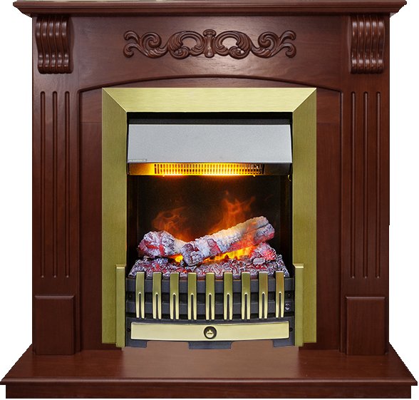 Каминокомплект Sorrento угловой - Орех с очагом Danville Antique Brass FB2